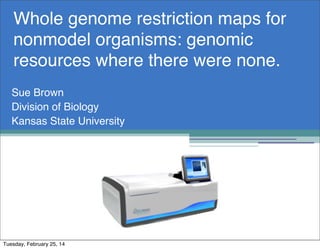 Whole genome restriction maps for
nonmodel organisms: genomic
resources where there were none.
Sue Brown
Division of Biology
Kansas State University

Tuesday, February 25, 14

 