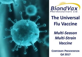 The Universal
Flu Vaccine
Multi-Season
Multi-Strain
Vaccine
CORPORATE PRESENTATION
Q4 2017
 