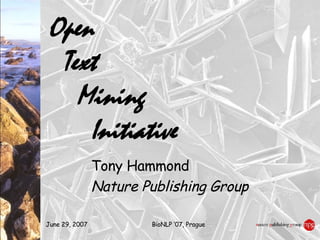 Open   Text   Mining   Initiative Tony Hammond Nature Publishing Group 