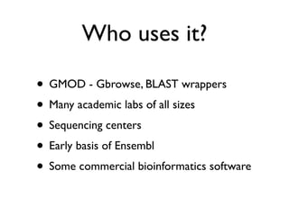 BioPerl: The evolution of a Bioinformatics Toolkit