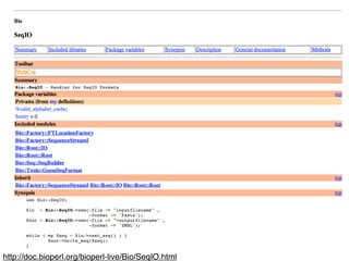 BioPerl: The evolution of a Bioinformatics Toolkit