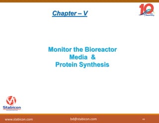 Monitor the Bioreactor
Media &
Protein Synthesis
Chapter – V
44
www.stabicon.com bd@stabicon.com
 