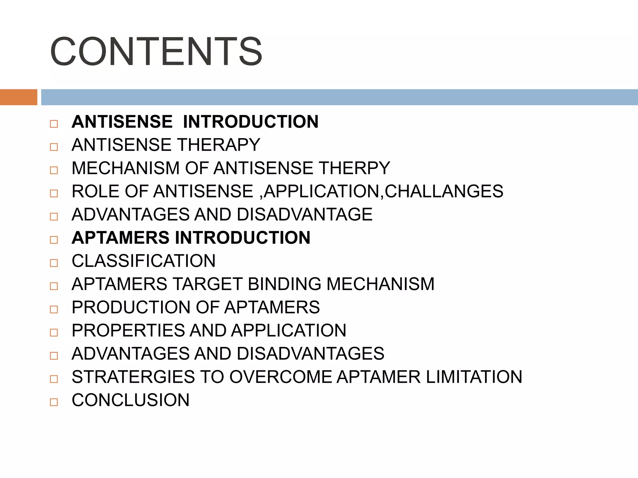 Biopharmaceutics of antisense molecule and aptamers | PPTX
