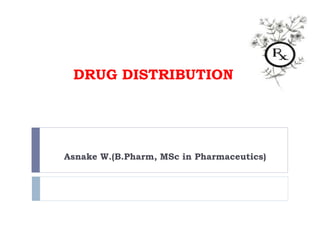 DRUG DISTRIBUTION
Asnake W.(B.Pharm, MSc in Pharmaceutics)
 