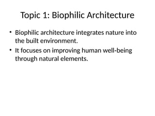 Sustainable Design Innovations: Biophilic Architecture and Adaptive ...