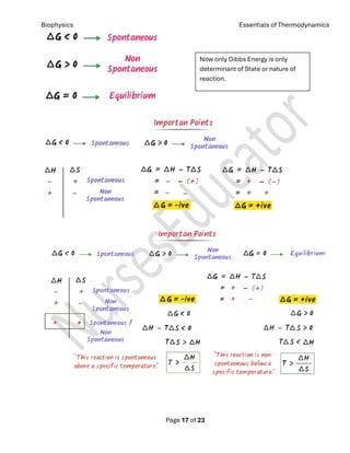 Biophysics Thermodynamics 1 Chapter Notes | PDF