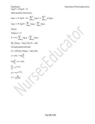 Biophysics Thermodynamics 1 Chapter Notes | PDF