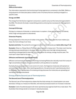 Biophysics Thermodynamics 1 Chapter Notes | PDF