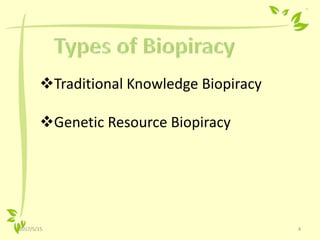 Bio piracy and bio prospecting farmers rights and plant breeder rights ...