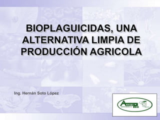 BIOPLAGUICIDAS, UNA
   ALTERNATIVA LIMPIA DE
   PRODUCCIÓN AGRICOLA



Ing. Hernán Soto López
 