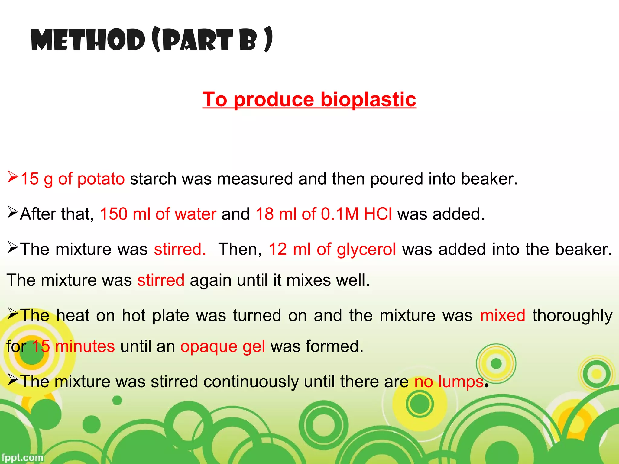 Bioplastic from potato starch 2014 | PPT