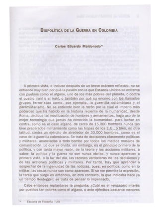 Biopolitica de la guerra en colombia