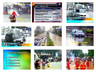Jakarta, 01-02-08




                                                  Tol Bandara, 02-02-08
                        Jl. Sudirman, 01-02-08




                    Ciledug Tangerang, 02-02-08   Kedoya Utara, 02-02-08
 