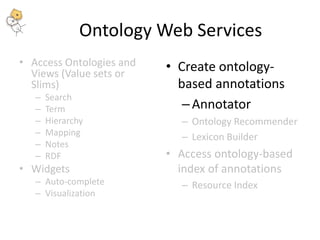 Ontology Web services for Semantic Applications
