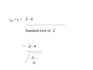 tpaired
= tp
= d – 0
Standard error of d
= d – 0
sd
2
N
 