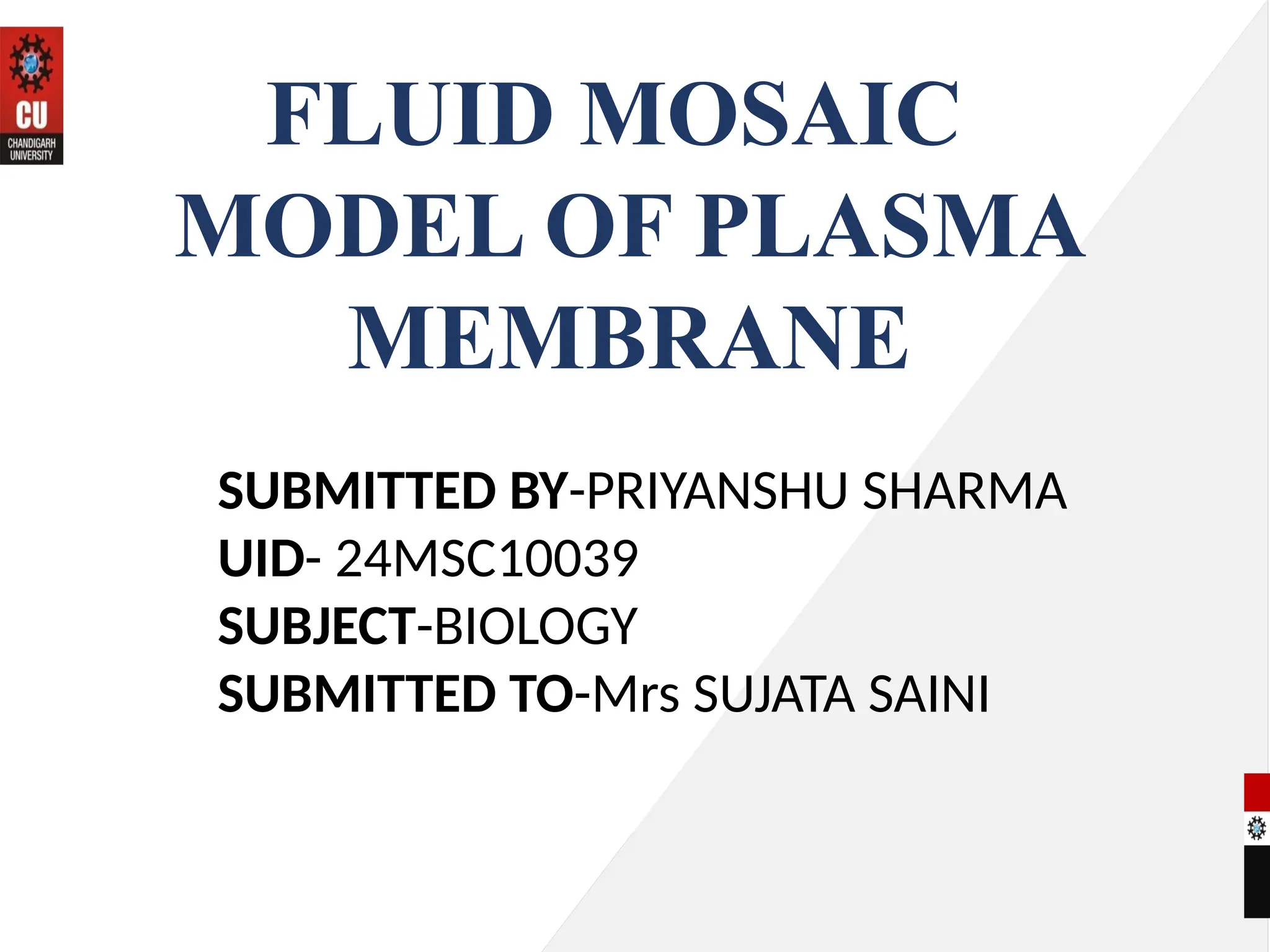 BIO PRESENTATION harsh described about fluid mosaic model of plasma ...
