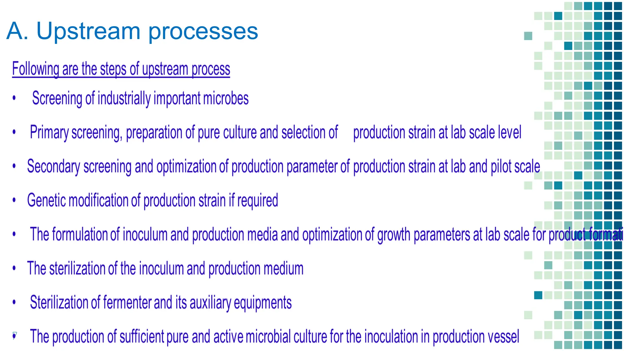 A. Upstream processes
7
 