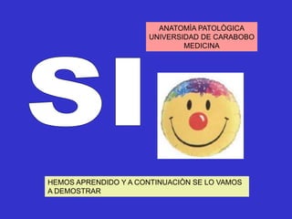 ANATOMÌA PATOLÒGICA
UNIVERSIDAD DE CARABOBO
MEDICINA
HEMOS APRENDIDO Y A CONTINUACIÒN SE LO VAMOS
A DEMOSTRAR
 