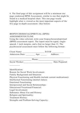Biopsychosocialspiritual (BPSS) Assessment (100 points) (EPASS 6.1.docx
