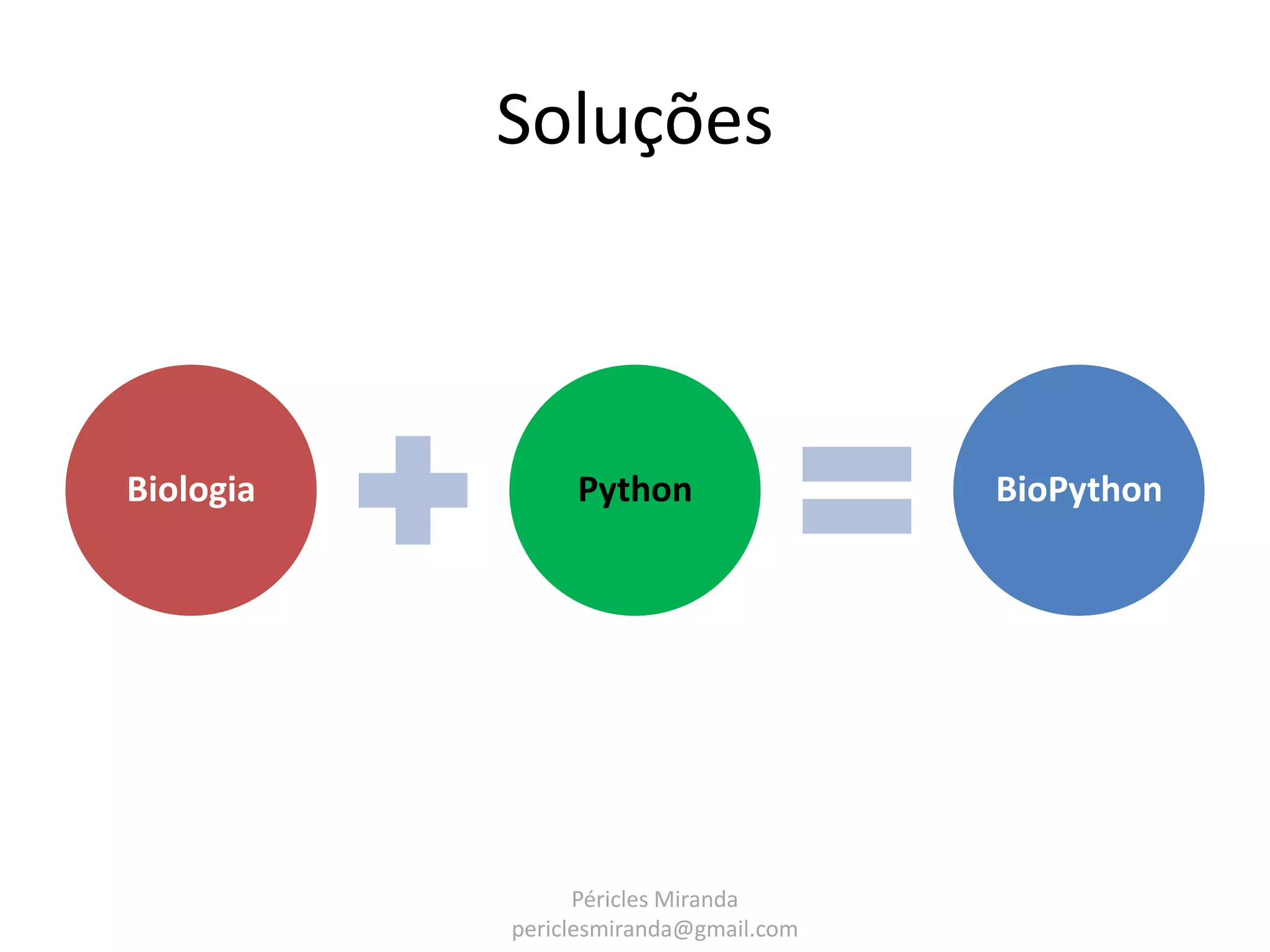 Soluções Biologia Python BioPython Péricles Miranda periclesmiranda@gmail.com 