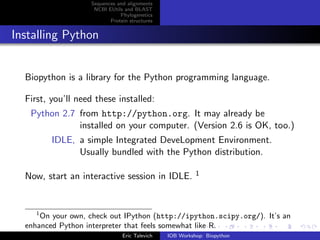 Biopython programming workshop at UGA | PPT