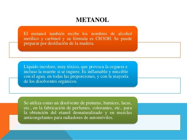 DIFERENCIAS ENTRE ETANOL Y METANOL
