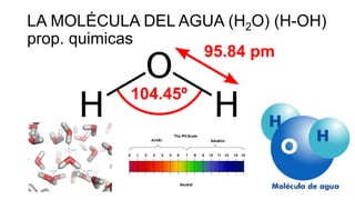 LA MOLÉCULA DEL AGUA (H2O) (H-OH)
prop. quimicas

 