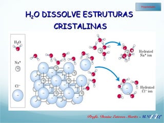 HH22OO DDIISSSSOOLLVVEE EESSTTRRUUTTUURRAASS 
CCRRIISSTTAALLIINNAASS 
Propriedades 
14 
Profa. Denise Esteves Moritz - UNISUL 
 