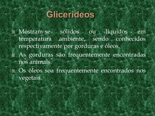 Polissacarídeos São formados pela junção de muitos monossacarídeos;Apresentam átomos de nitrogênio, fósforo ou enxofre.Quando ingerimos dissacarídeos e polissacarídeos, esses são digeridos e originam monossacarídeos.