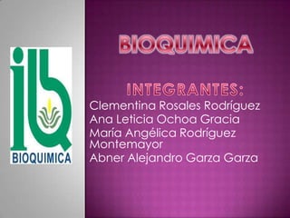 Clementina Rosales Rodríguez
Ana Leticia Ochoa Gracia
María Angélica Rodríguez
Montemayor
Abner Alejandro Garza Garza
 