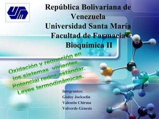 LOGO
República Bolivariana de
Venezuela
Universidad Santa María
Facultad de Farmacia
Bioquímica II
Integrantes:
Godoy Jockselin
Valentín Chirma
Valverde Génesis
 