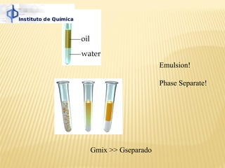 Emulsion!

                    Phase Separate!




Gmix >> Gseparado
 