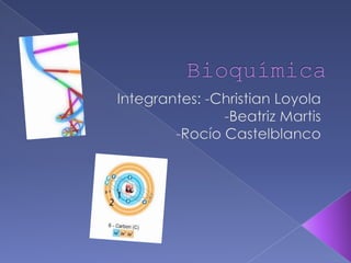 Bioquímica Integrantes: -Christian Loyola                     -Beatriz Martis                        -Rocío Castelblanco  