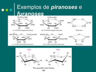 Exemplos de piranoses e
furanoses

 