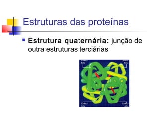 Estruturas das proteínas


Estrutura quaternária: junção de
outra estruturas terciárias

 