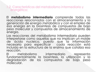 El nivel 3, la degradación final hasta compuestos inorgánicos, como CO2, H2O y NH3, o la síntesis a partir de los mismos.Las rutas de producción de energía generan también intermediarios que se utilizan en los procesos de biosíntesis. Aunque nos centraremos en primer lugar en la degradación de los compuestos orgánicos para producir energía, debe tenerse en cuenta que el metabolismo es, en realidad, todo un espectro, de tal manera que muchas de sus reacciones desempeñan funciones tanto en los procesos de degradación como en los de biosíntesis. 
