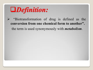 Bio Transol Bioransformation ( Biopharmaceutics ) | PDF
