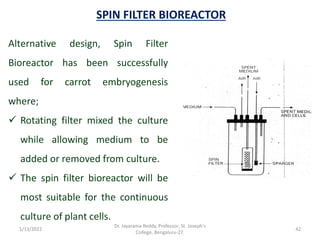 Bioreactors by Dr. Jayarama Reddy St. Joseph's College, Bengaluru-27 | PDF