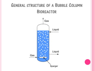 GENERAL STRUCTURE OF A BUBBLE COLUMN
BIOREACTOR
 