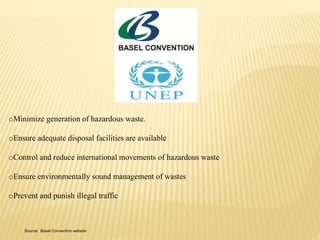 oMinimize generation of hazardous waste. 
oEnsure adequate disposal facilities are available 
oControl and reduce internat...