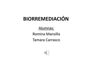 BIORREMEDIACIÓN Alumnas: Romina Mansilla Tamara Carrasco 