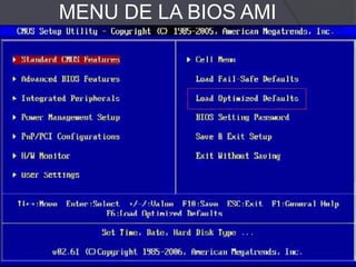MENU DE LA BIOS AMI
 