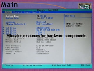 Main
Allocatesresourcesfor hardware components.
 
