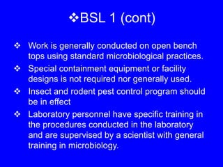 Different Biosafety levels of laboratory.ppt