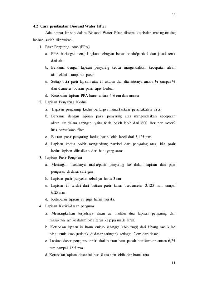 Biosand water filter