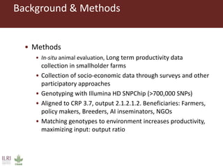 Use of advanced genomics in determining appropriate breed types for smallholder dairy