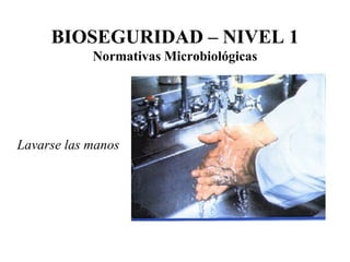 Lavarse las manos BIOSEGURIDAD – NIVEL 1 Normativas Microbiológicas 
