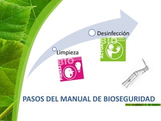 NIVELES DE   Amonios
DESINFECCIÓN    Cuaternarios IV – V
                generación
                Cloruro de
                Benzalconio
                 Alcohol 80%
                 Hipoclorito de
                 Sodio 5%
                Glutaraldehído al
                2%
                Formaldehido
                 Orto oftaldehido
 