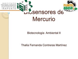 Biosensores de
    Mercurio

    Biotecnología Ambiental II



Thalía Fernanda Contreras Martínez
 