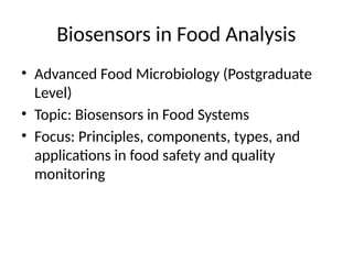 Comprehensive Overview of Biosensors in Food Safety and Quality ...